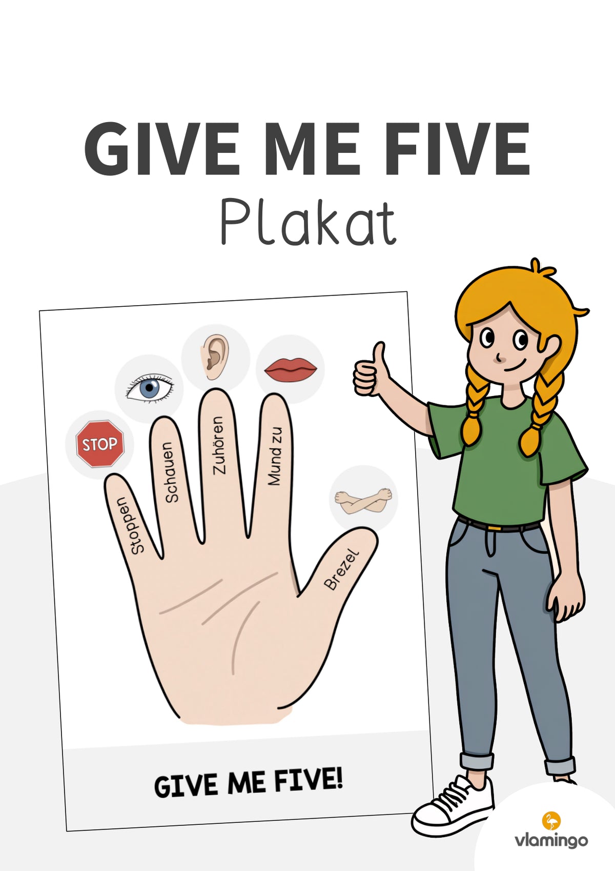 "Give me five"-Plakat für den Klassenraum (Ritual für die Grundschule)
