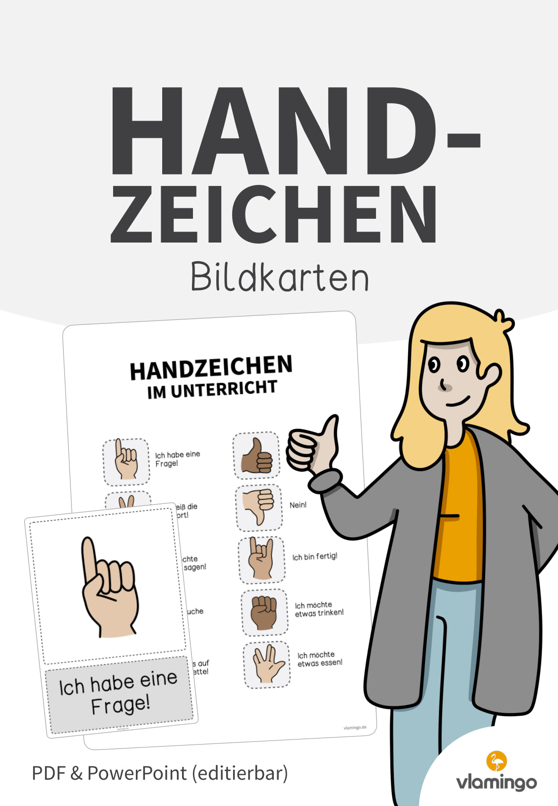 Handzeichen im Unterricht (Bildkarten, Merkblatt & Plakat)