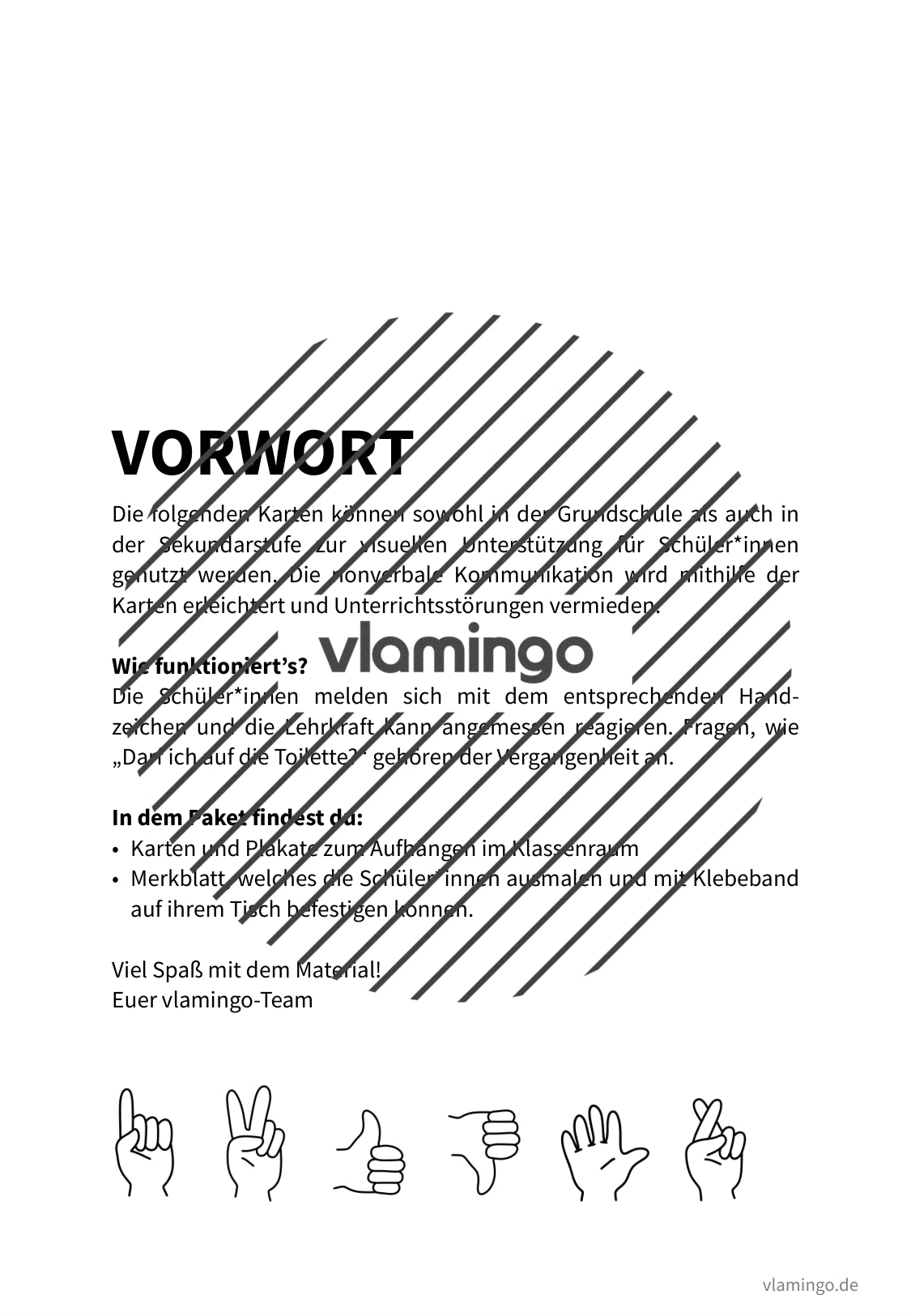 Handzeichen im Unterricht (Bildkarten, Merkblatt & Plakat)