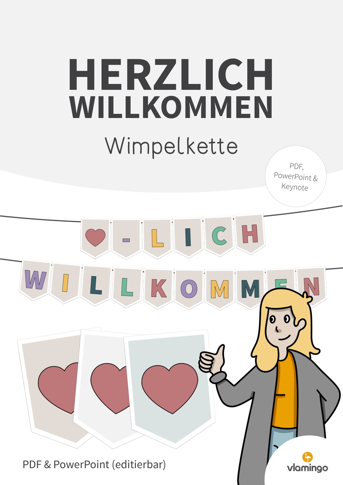 Herzlich Willkommen - Wimpelkette für den Klassenraum (1. Schultag)