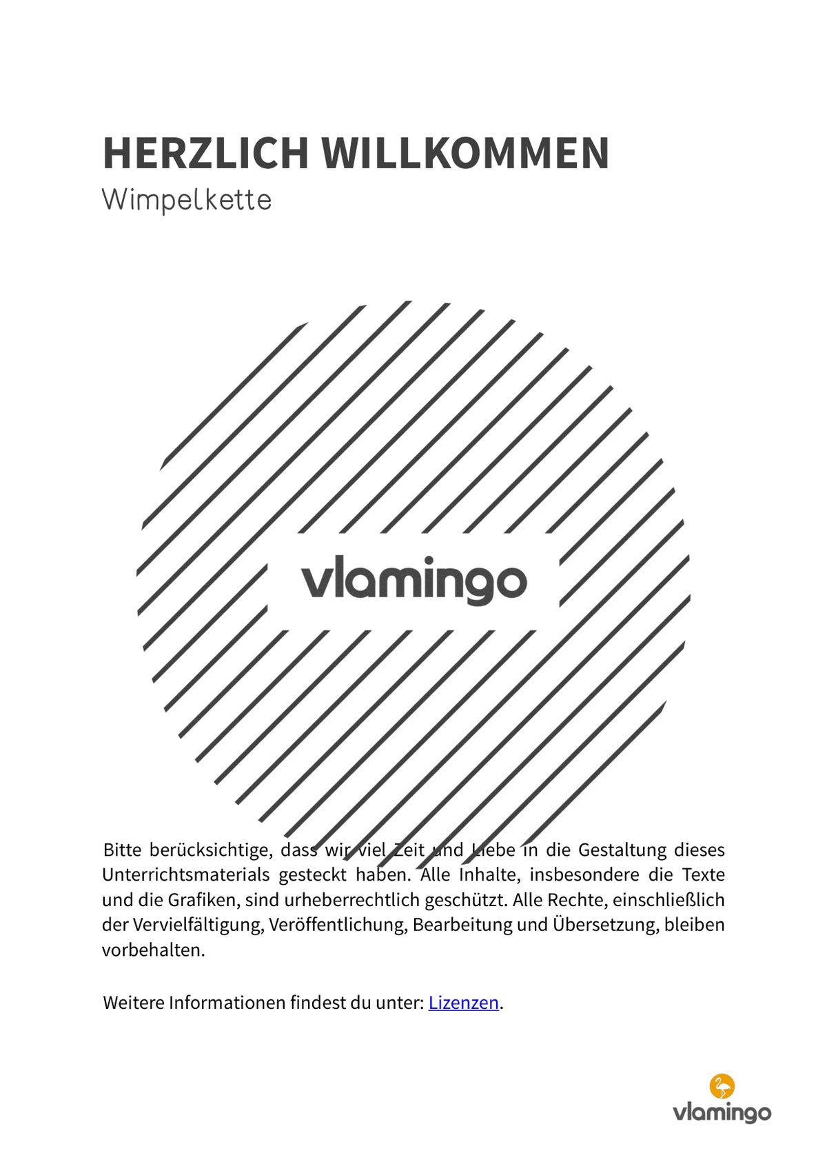 Herzlich Willkommen - Wimpelkette für den Klassenraum (1. Schultag)