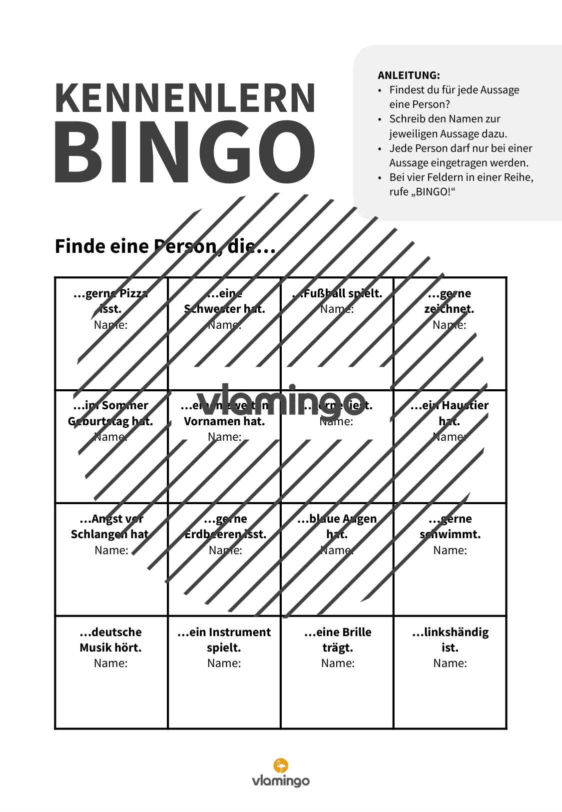 Kennenlern-Bingo für Schule & Jugendarbeit