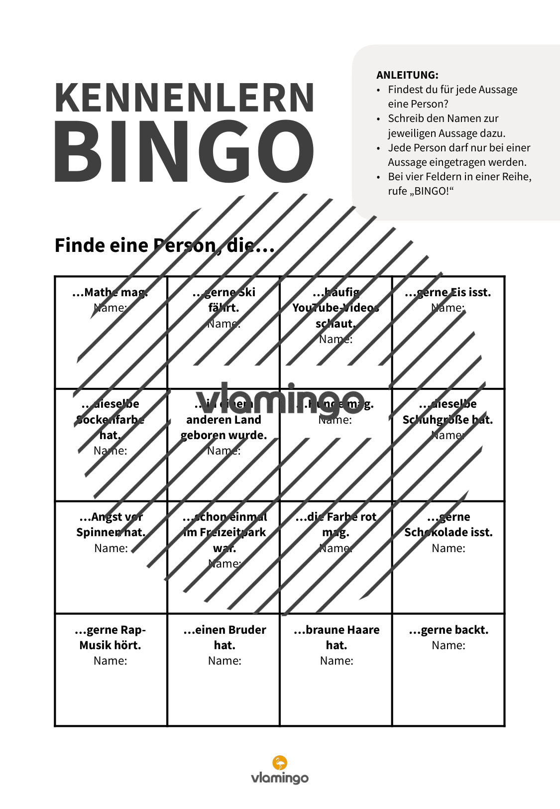Kennenlern-Bingo für Schule & Jugendarbeit