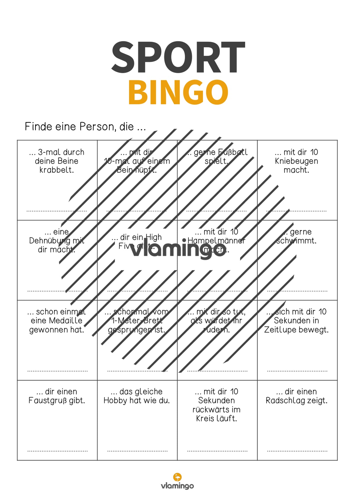 Sport-Bingo: Kennenlernspiel für den Sportunterricht