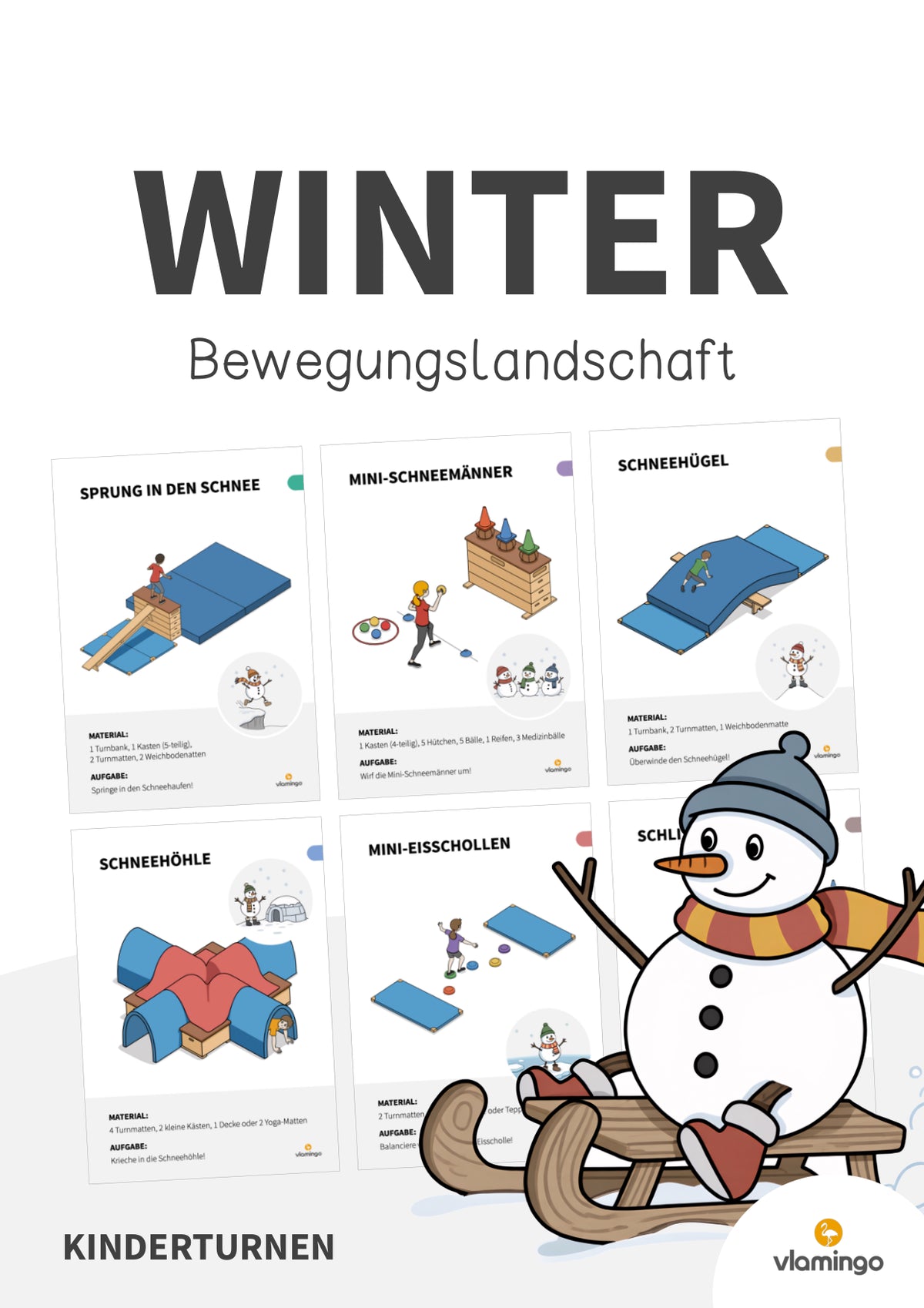 Winter-Bewegungslandschaft für das Kinderturnen und den Sportunterricht