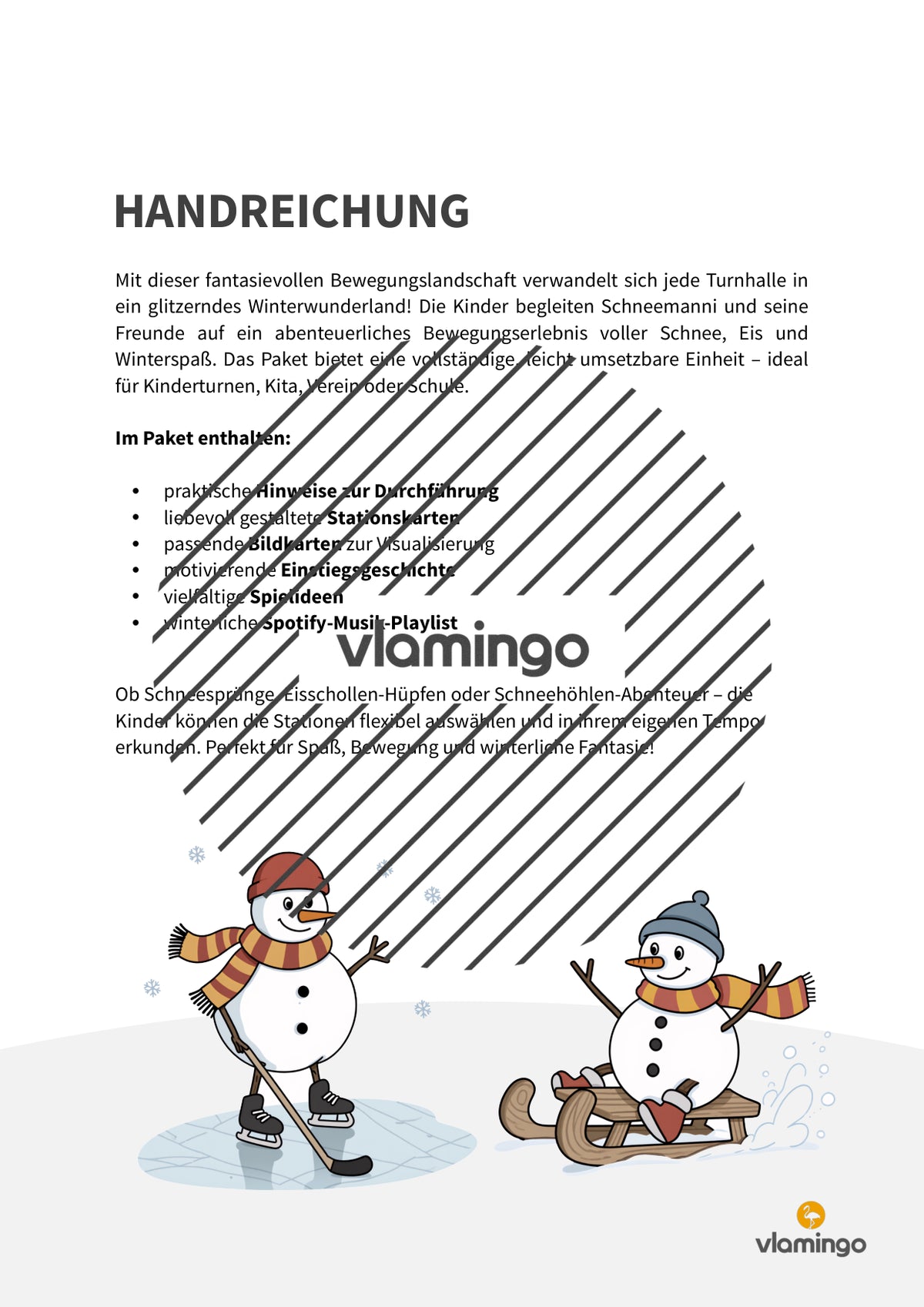 Winter-Bewegungslandschaft für das Kinderturnen und den Sportunterricht