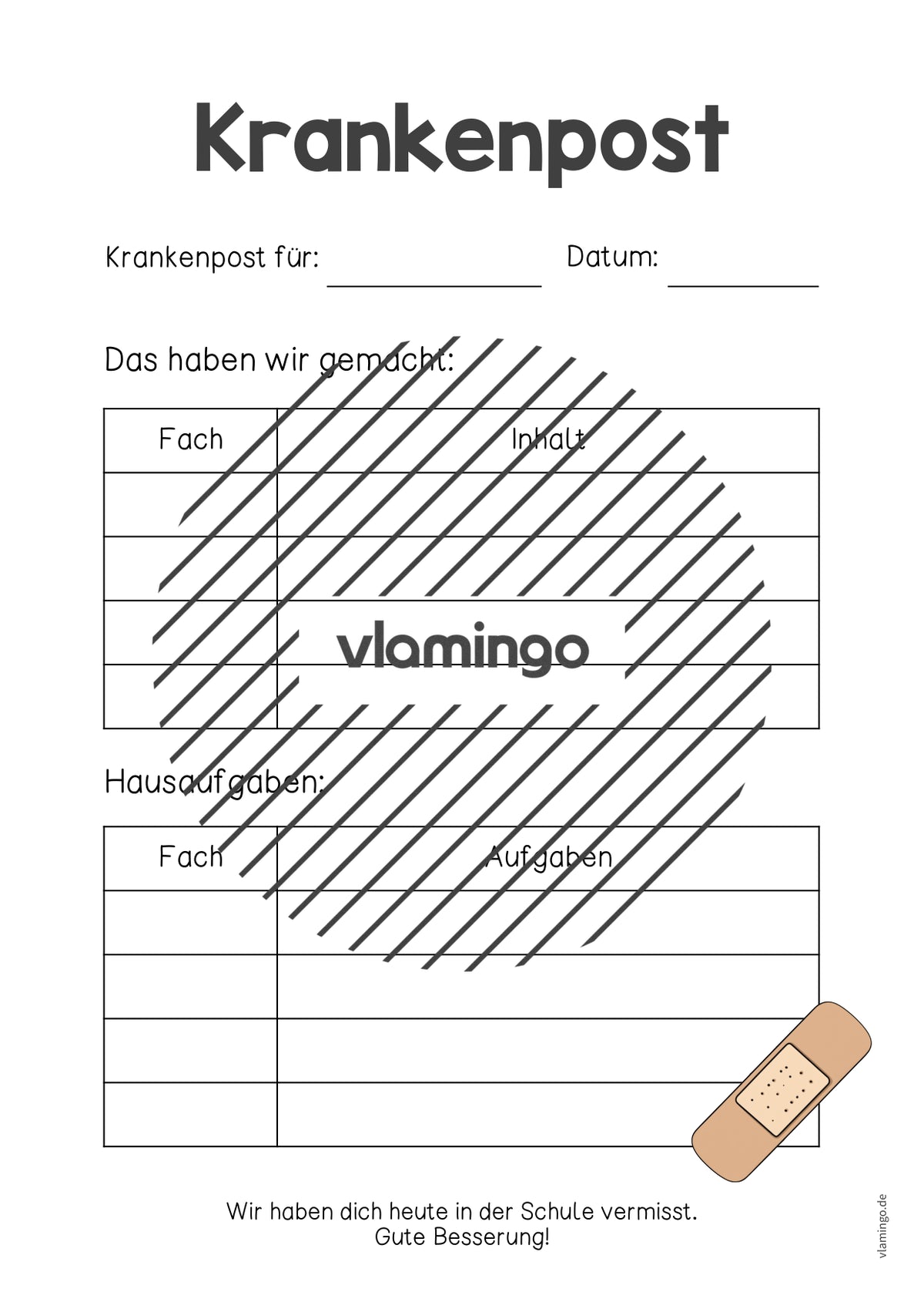 Krankenmappe: Deckblätter & Vorlage für die Krankenpost