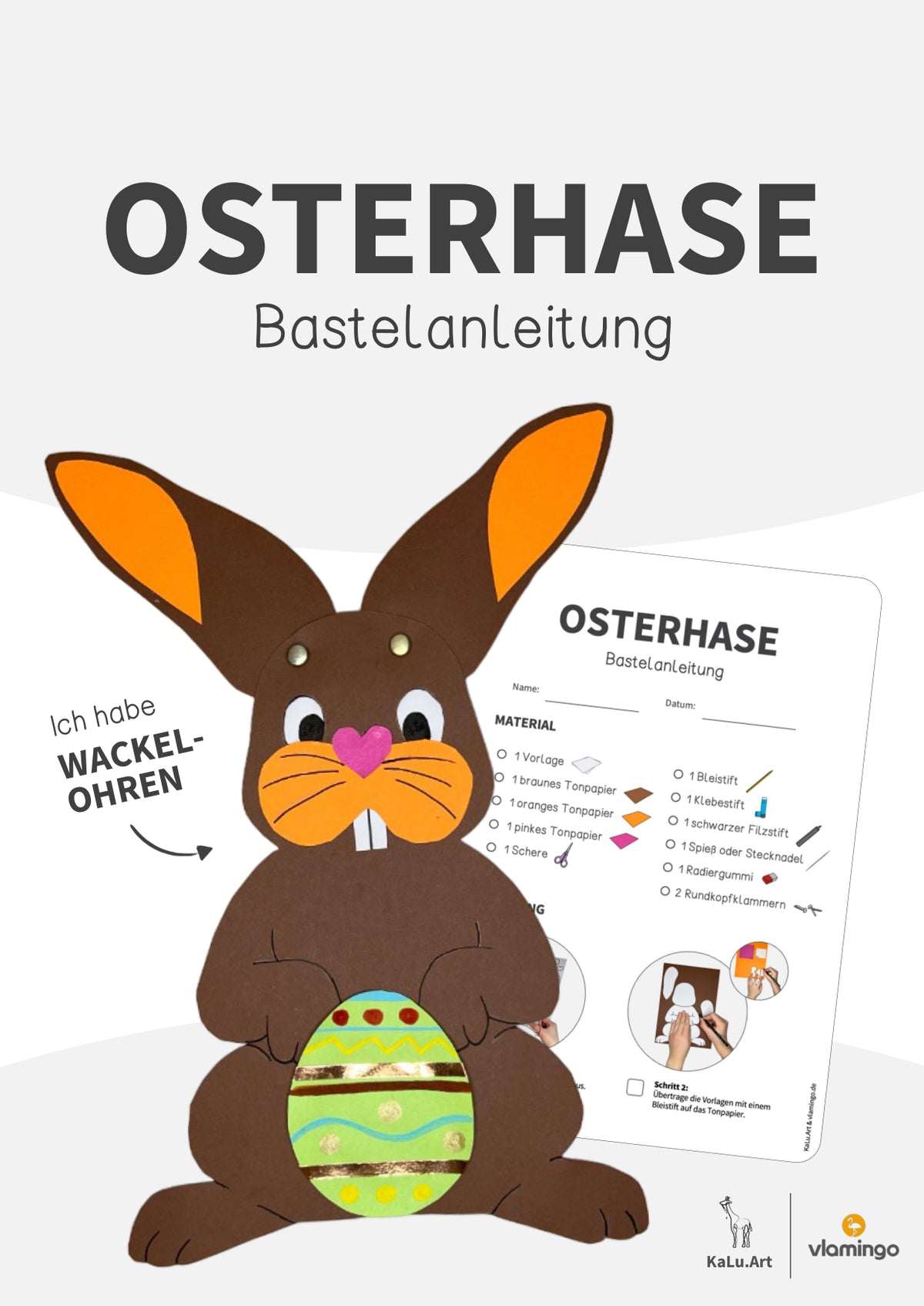 Osterhase mit Wackelohren: Bastelanleitung (Kunstprojekt)