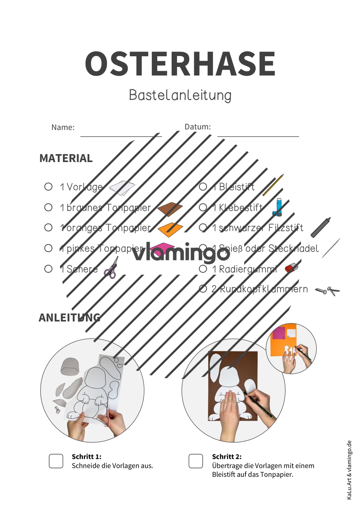 Osterhase mit Wackelohren: Bastelanleitung (Kunstprojekt)