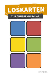 Loskarten mit Farben zur Team-, Mannschafts- bzw. Gruppenbildung