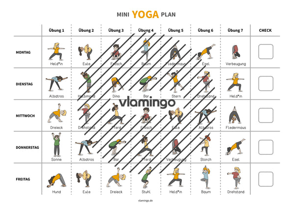 Miniplano de yoga: ejercicios de yoga infantil para la escuela y el hogar
