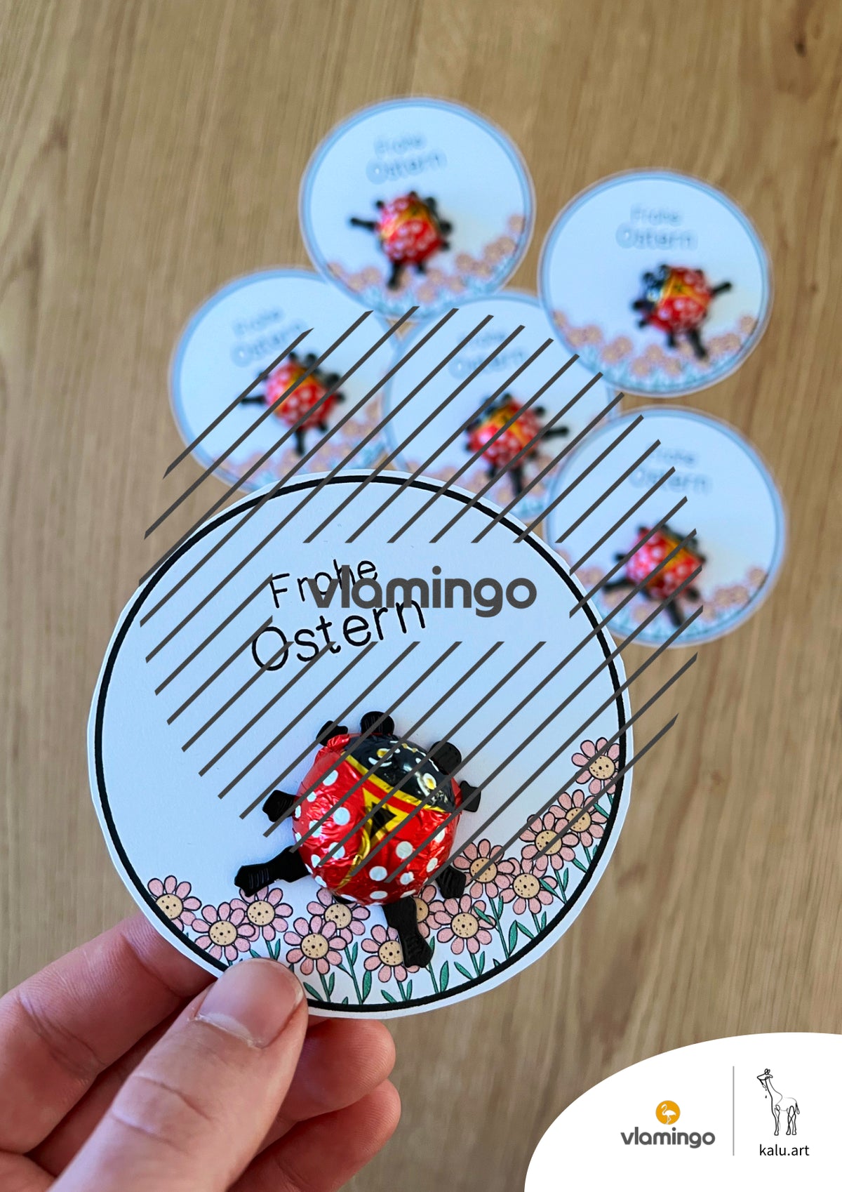 Ostergruß: Schoko-Marienkäfer (Feriengruß)