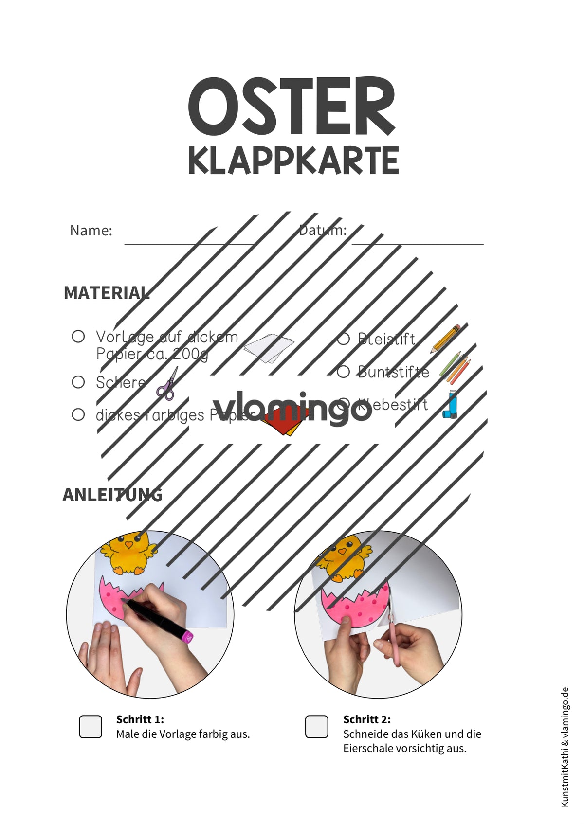Ostern: Klappkarte zum Aufstellen und Verschenken (Kunst & Vertretung)