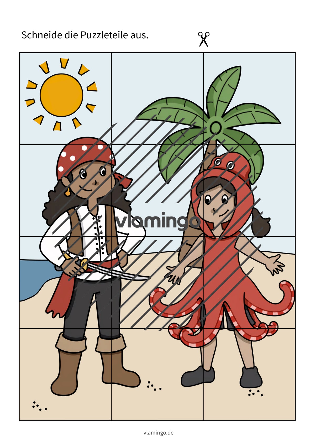 Puzzle-Lauf: Karneval-Edition für den Sportunterricht (Fasching)
