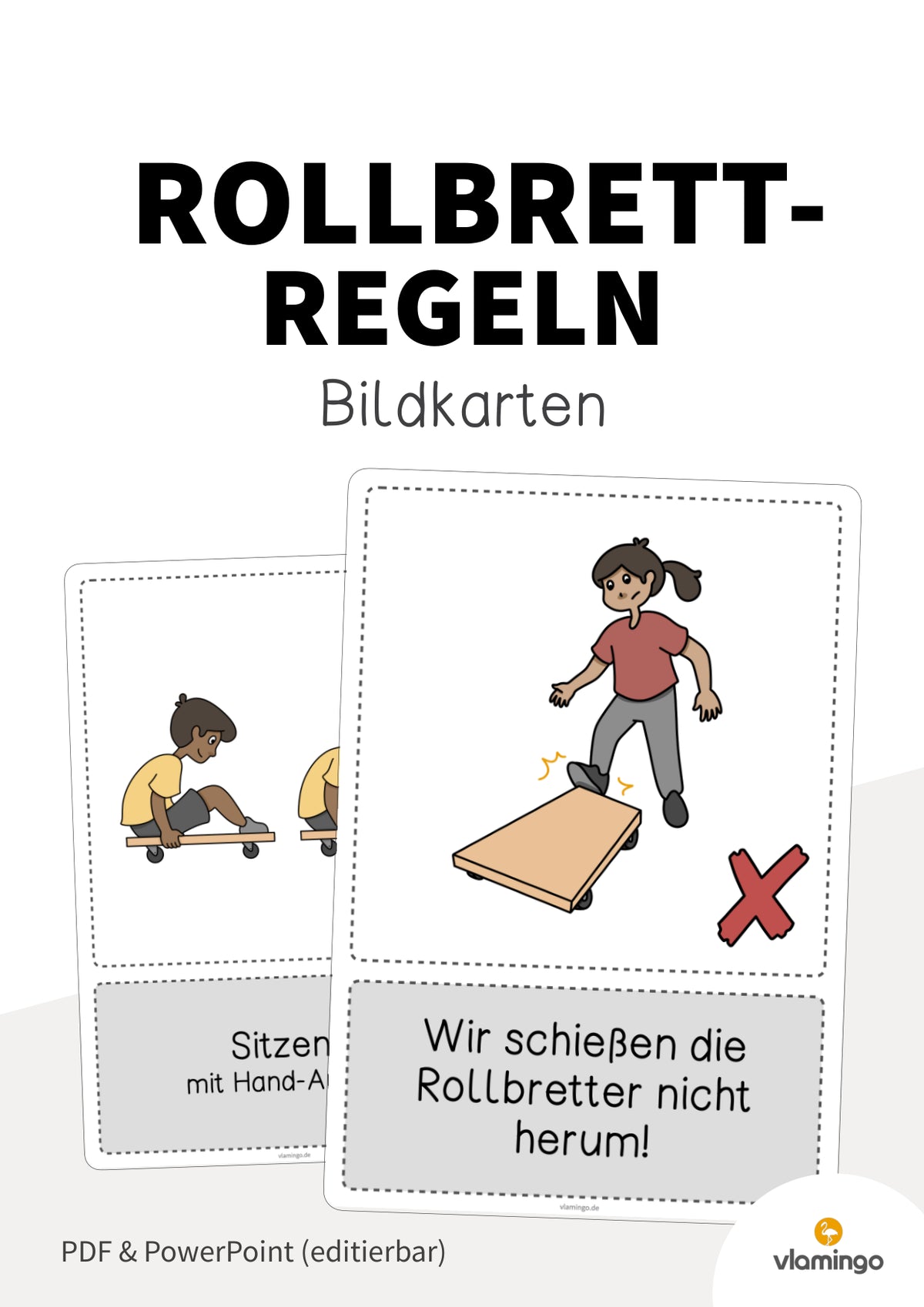 Rollbrett-Regeln für den Sportunterricht (Bildkarten)