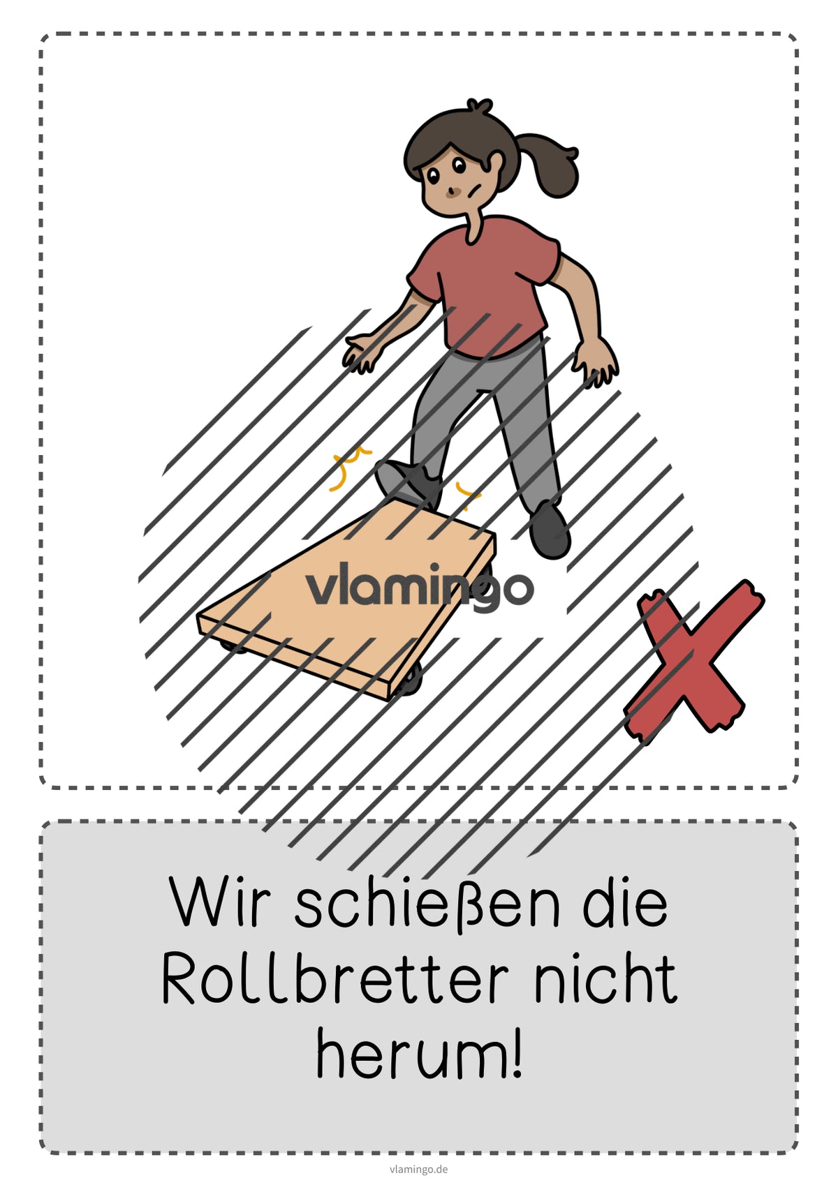 Rollbrett-Regeln für den Sportunterricht (Bildkarten)