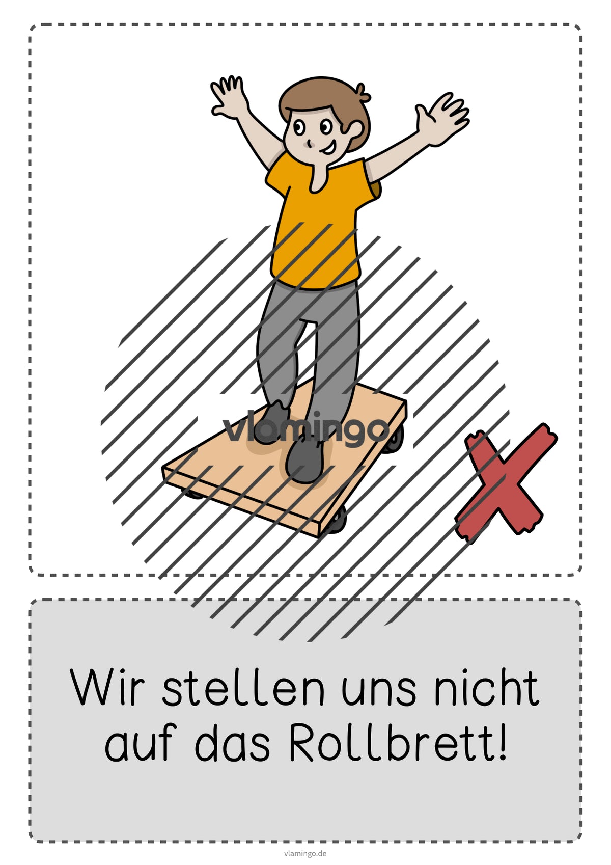 Rollbrett-Regeln für den Sportunterricht (Bildkarten)