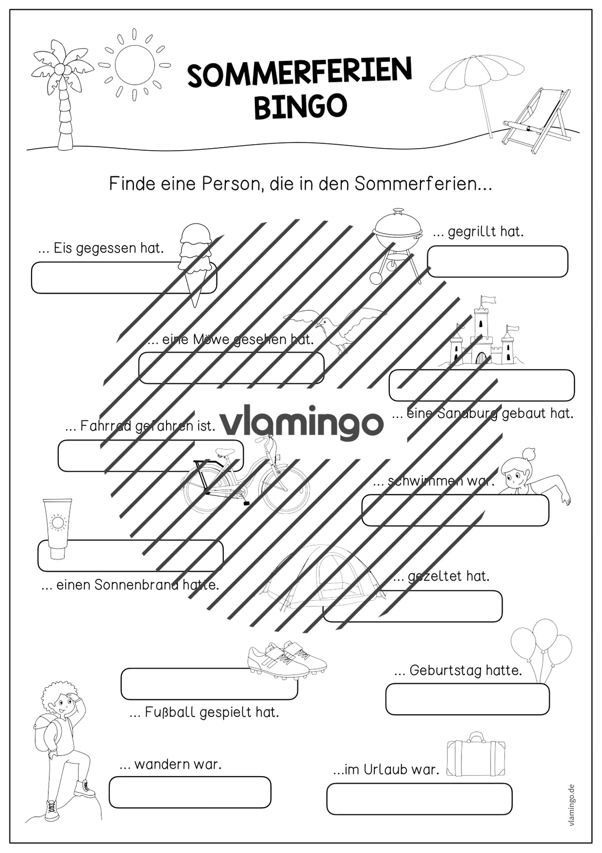 Sommerferien-Bingo: Spiel für den Schulstart