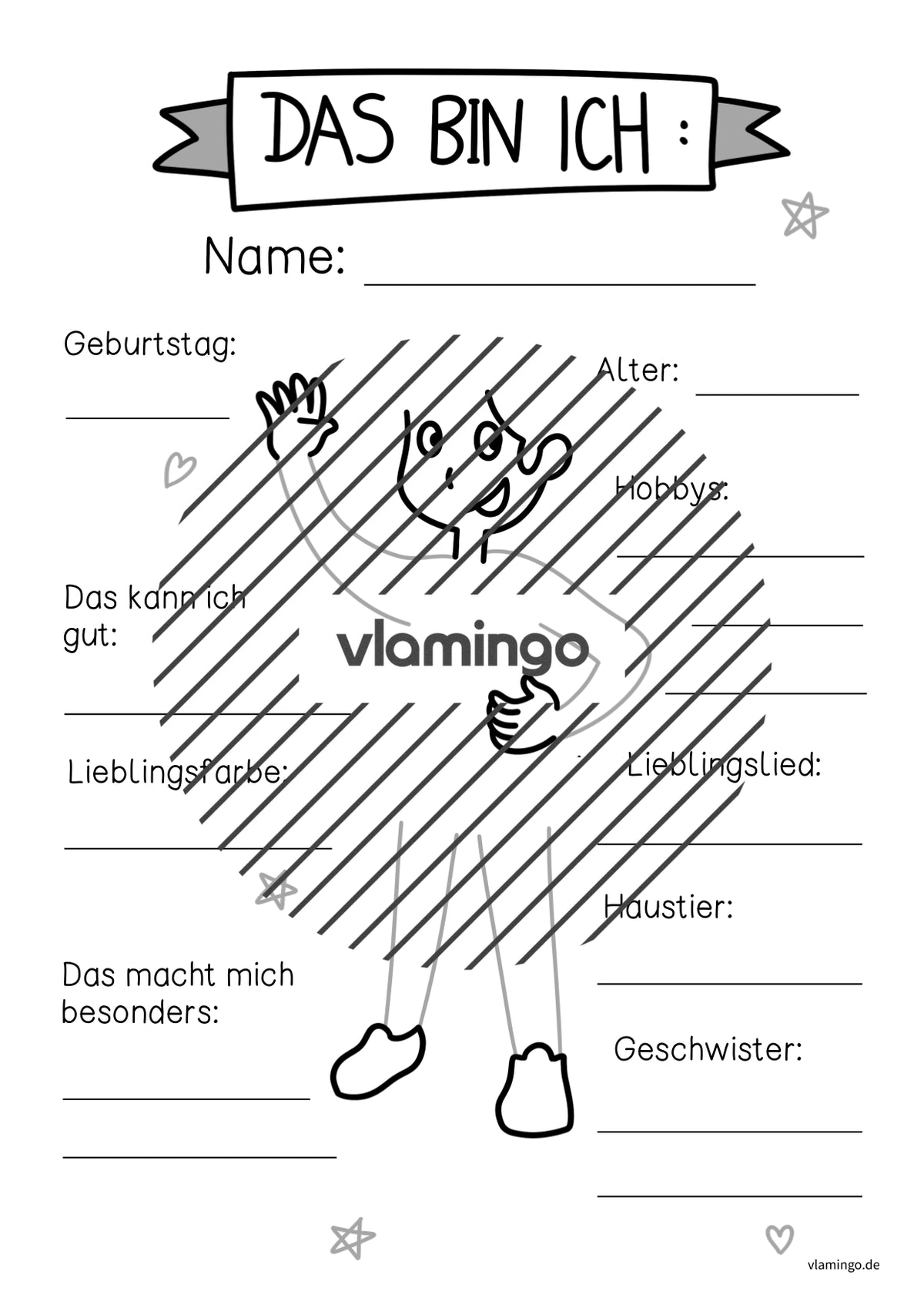 Steckbrief: Das bin ich-Vorlage für das Klassenzimmer