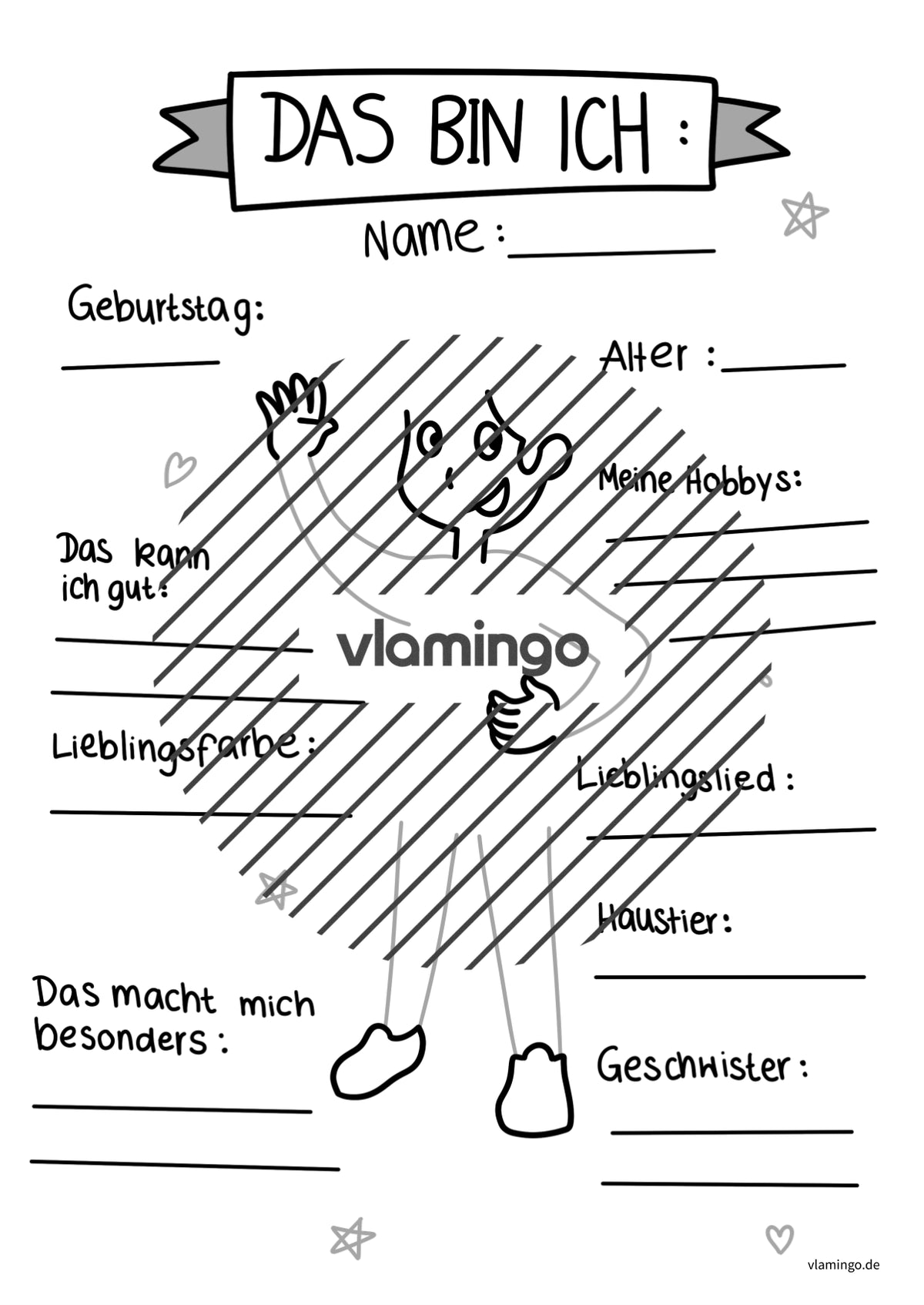Steckbrief: Das bin ich-Vorlage für das Klassenzimmer