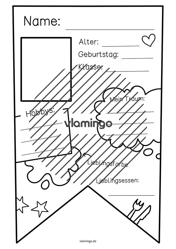 Steckbrief: Wimpel-Vorlage für das Klassenzimmer