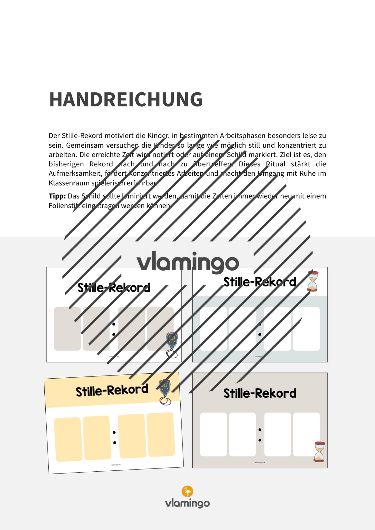 Stille-Rekord: Bildkarte zum Ausfüllen (Grundschule)