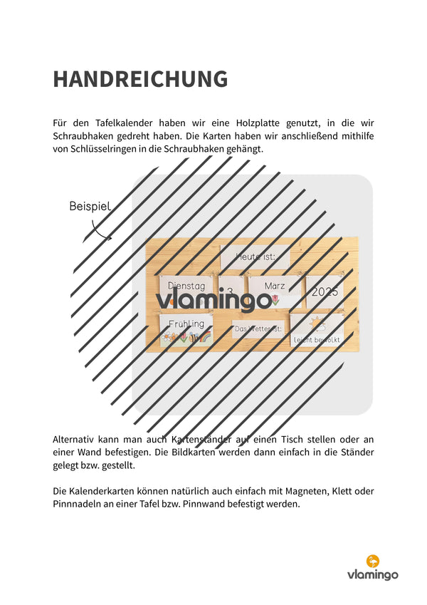 Tafelkalender für den Klassenraum (Klassenkalender)