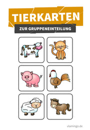 Tierkarten zur interaktiven Team-, Mannschafts- bzw. Gruppeneinteilung