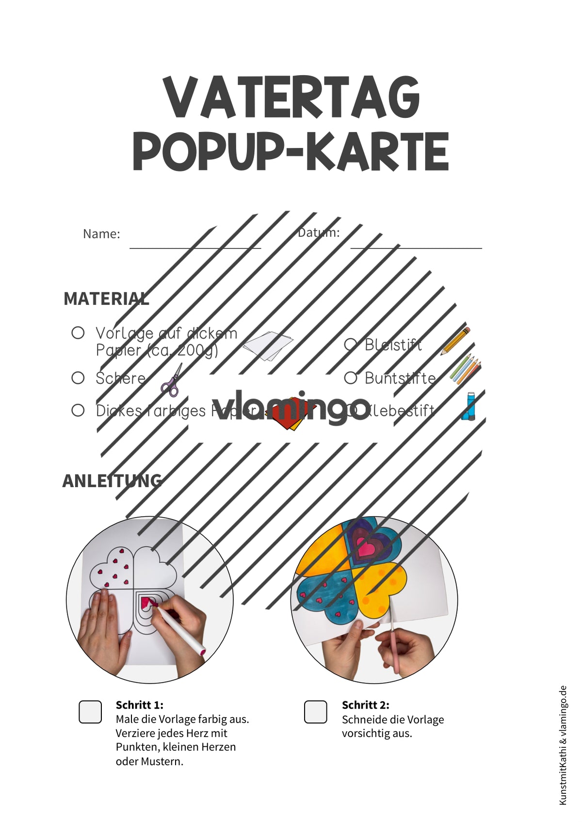 Vatertag: Pop-up-Klappkarte (Kunstunterricht / Geschenkidee)