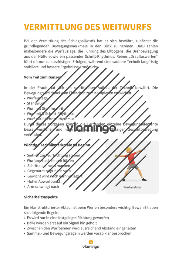 Weitwurf mit dem Schlagball: Das Praxis-Handbuch für den Sportunterricht (Übungen, Spiele und Technikkarten)