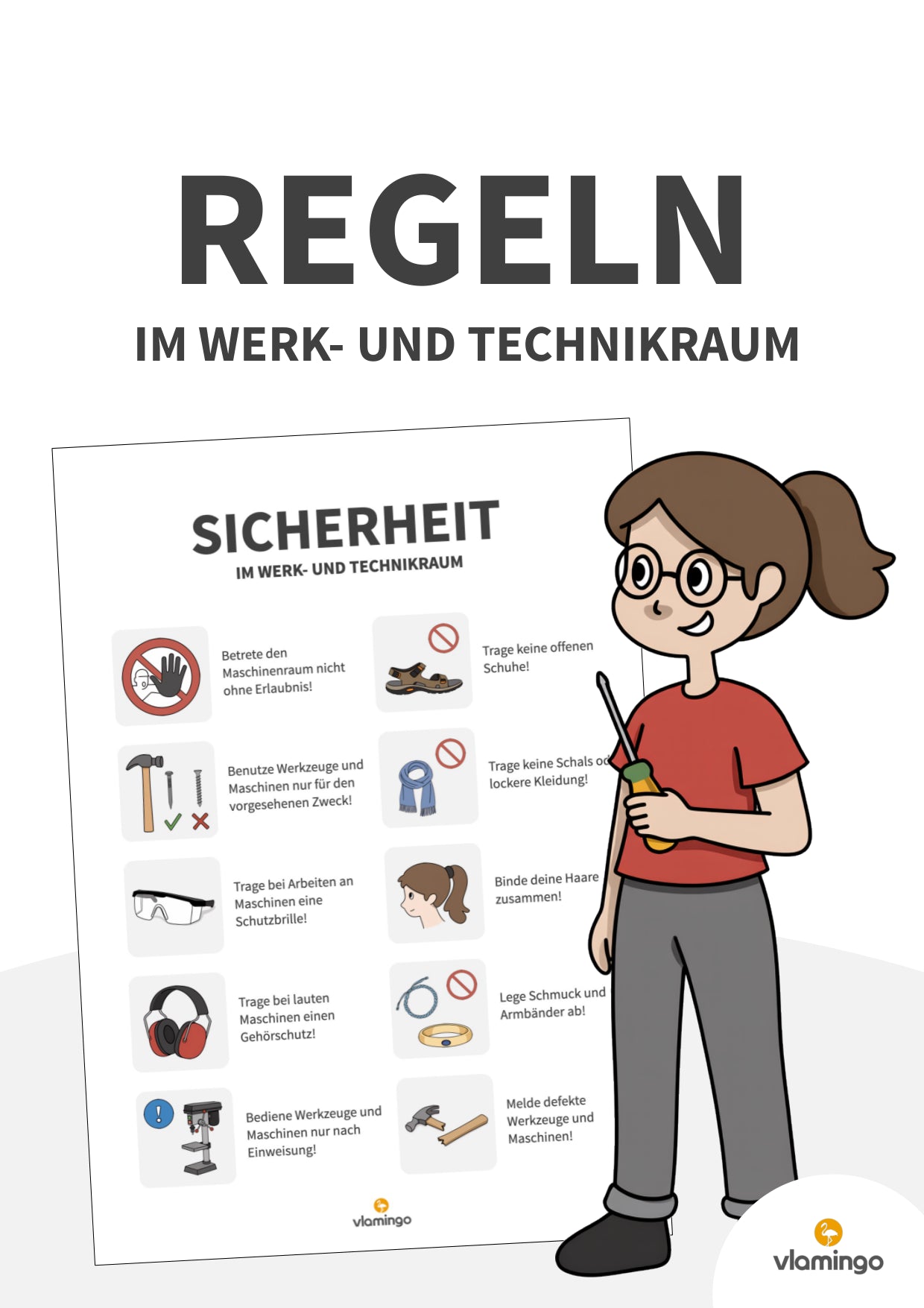 Regeln im Werk- und Technikraum: Plakat