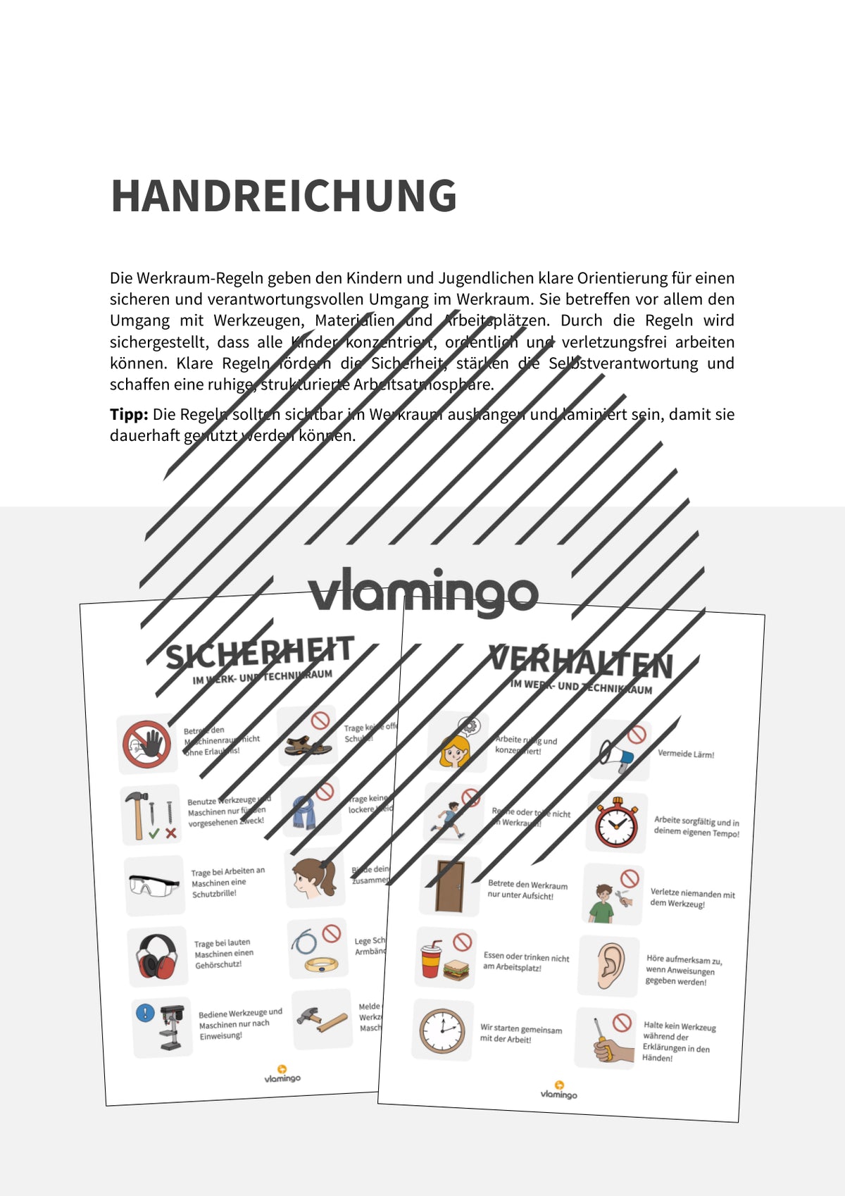 Regeln im Werk- und Technikraum: Werkraumordnung als Plakate für den Werk- und Technikunterricht