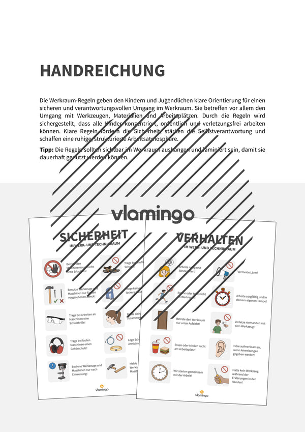Regeln im Werk- und Technikraum: Werkraumordnung als Plakate für den Werk- und Technikunterricht