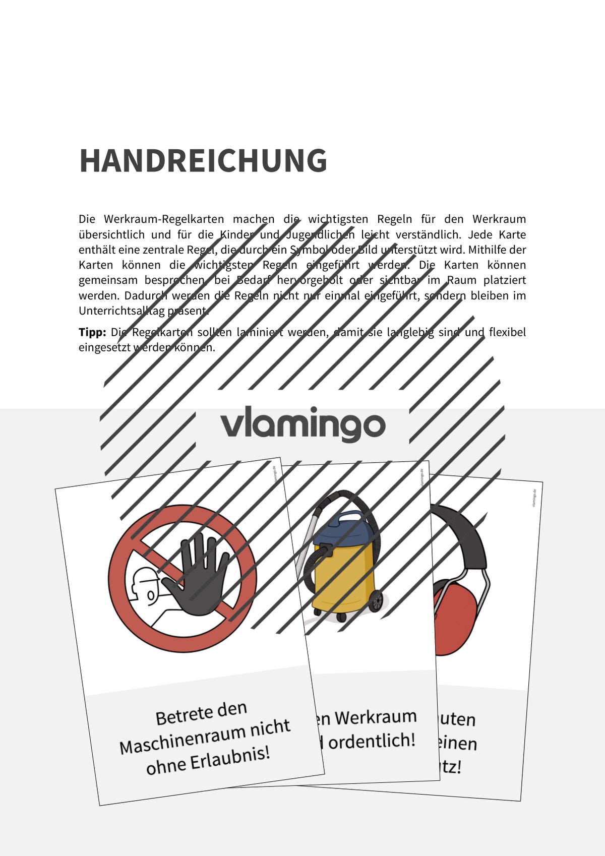 Regeln im Werk- und Technikraum: 40+ Werkraumregeln als Bildkarten (Klasse 5–10)