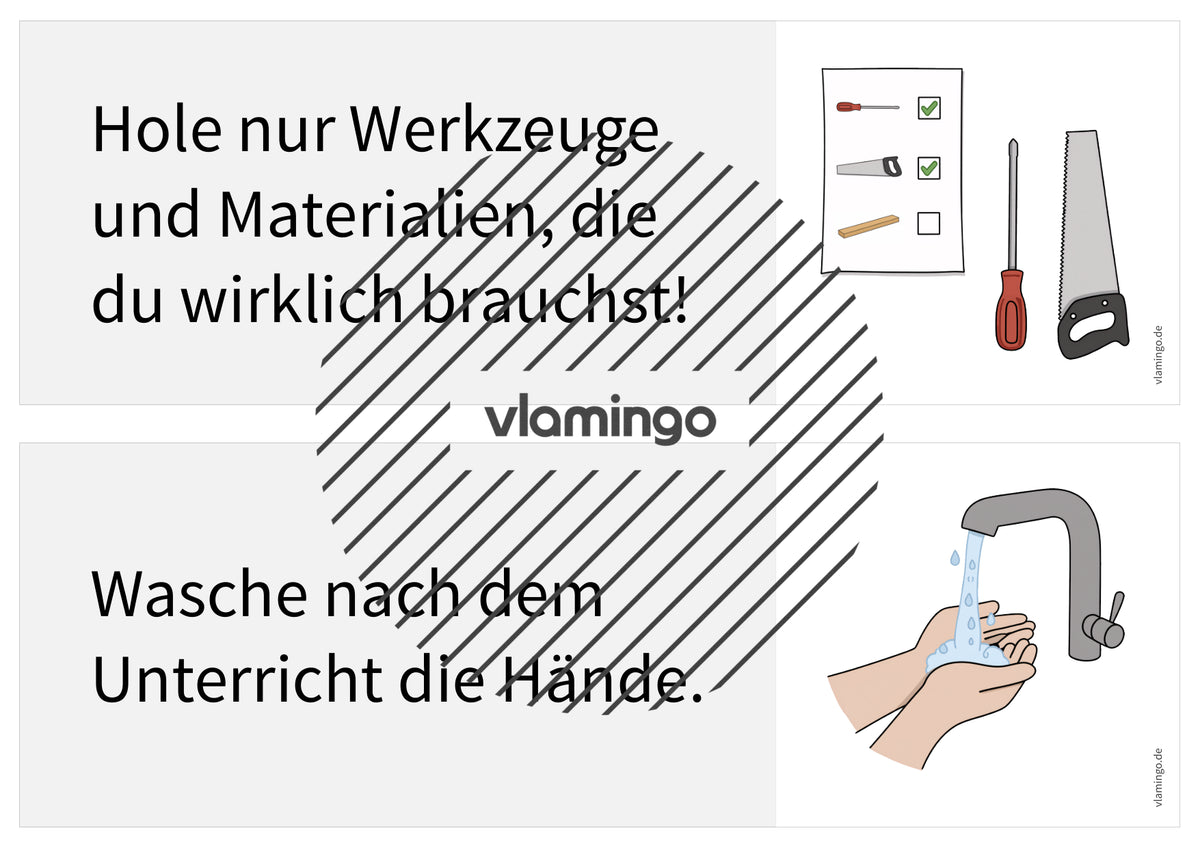 Regeln im Werk- und Technikraum: 40+ Werkraumregeln als Bildkarten (Klasse 5–10)