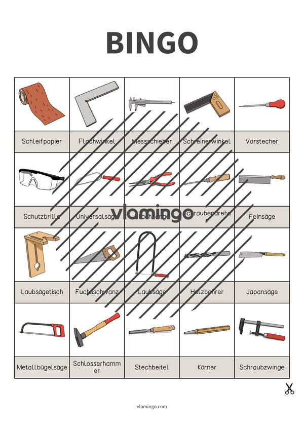 Herramientas: Bingo para la clase de trabajo y tecnología