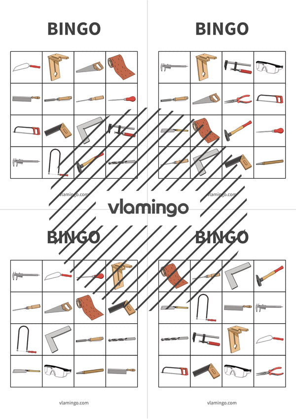 Herramientas: Bingo para la clase de trabajo y tecnología