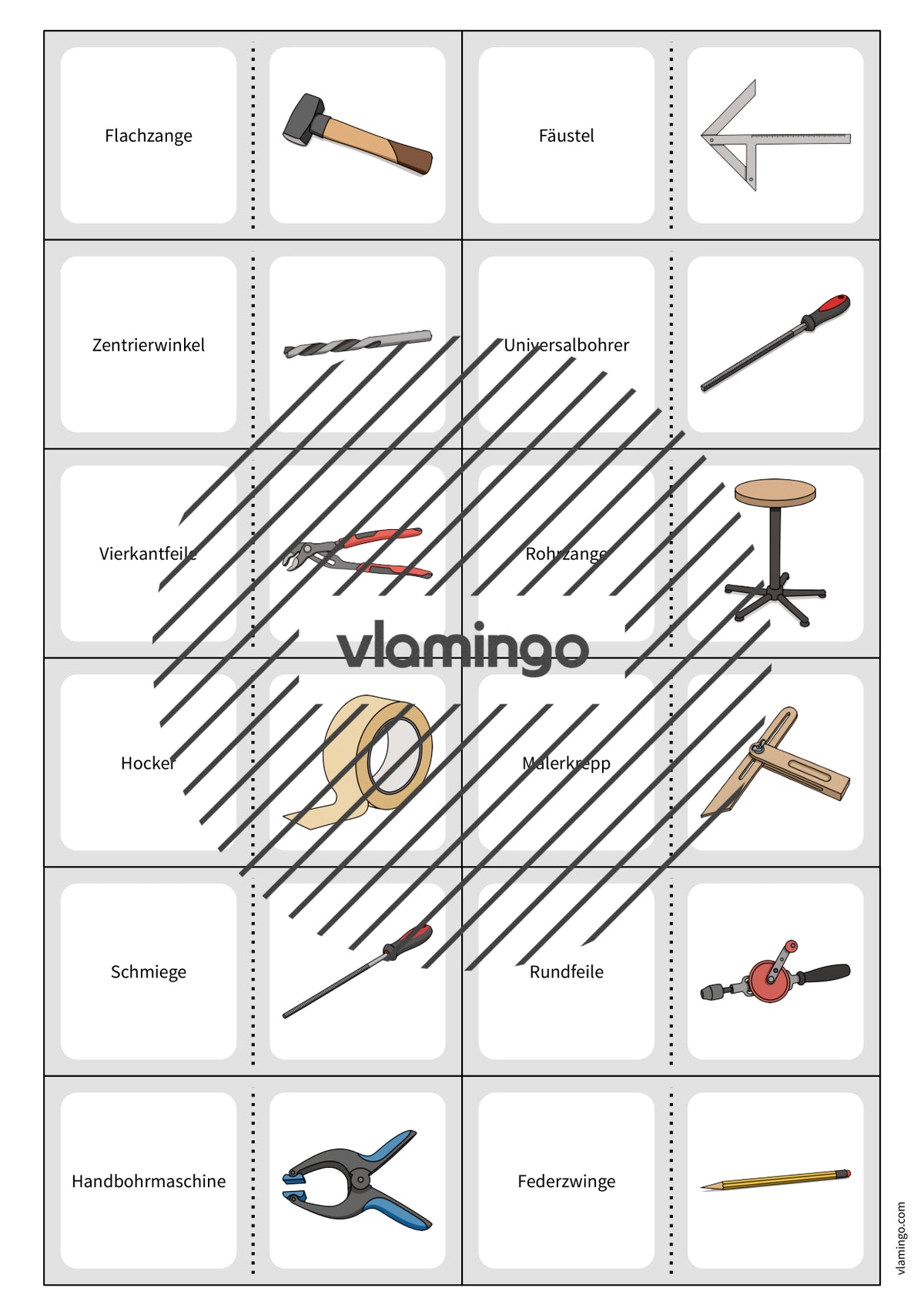 Werkzeuge-Domino: Spiel für den Werk- und Technikunterricht