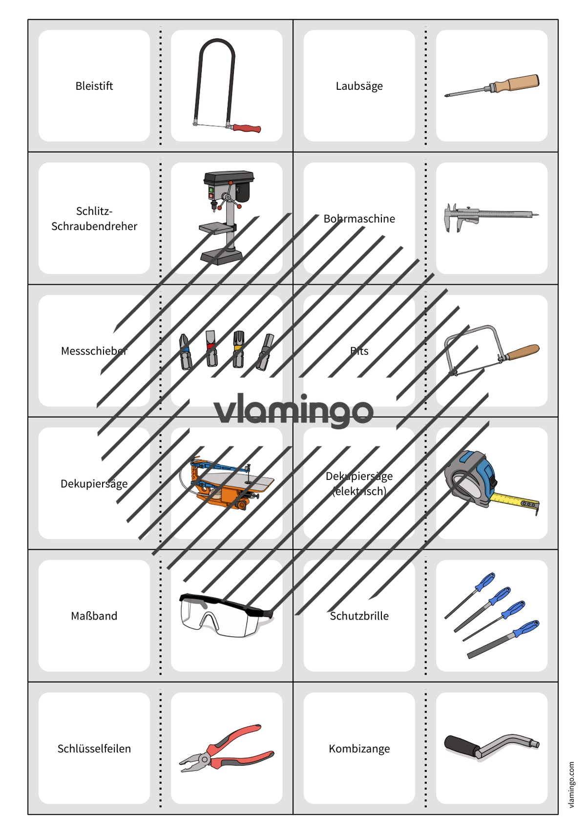 Werkzeuge-Domino: Spiel für den Werk- und Technikunterricht