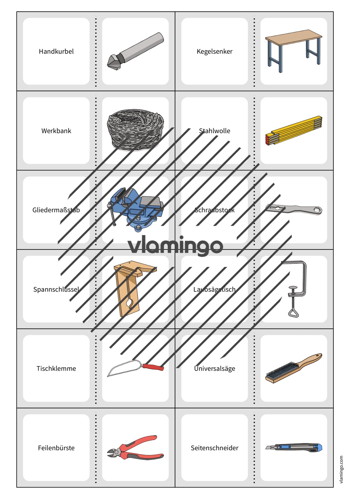 Werkzeuge-Domino: Spiel für den Werk- und Technikunterricht