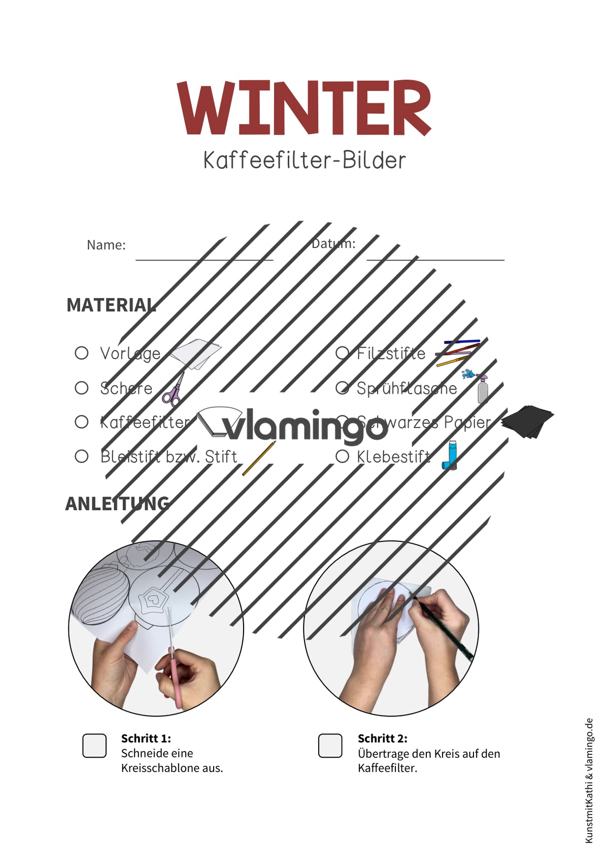 Kaffeefilter-Bilder: Winteredition für den Kunstunterricht (Bastelanleitung)