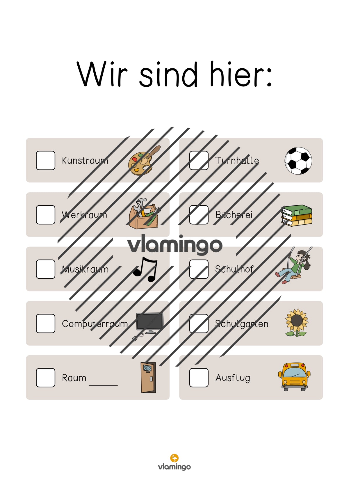 Wir sind hier: Plakat & Bildkarten für die Klassenraumtür
