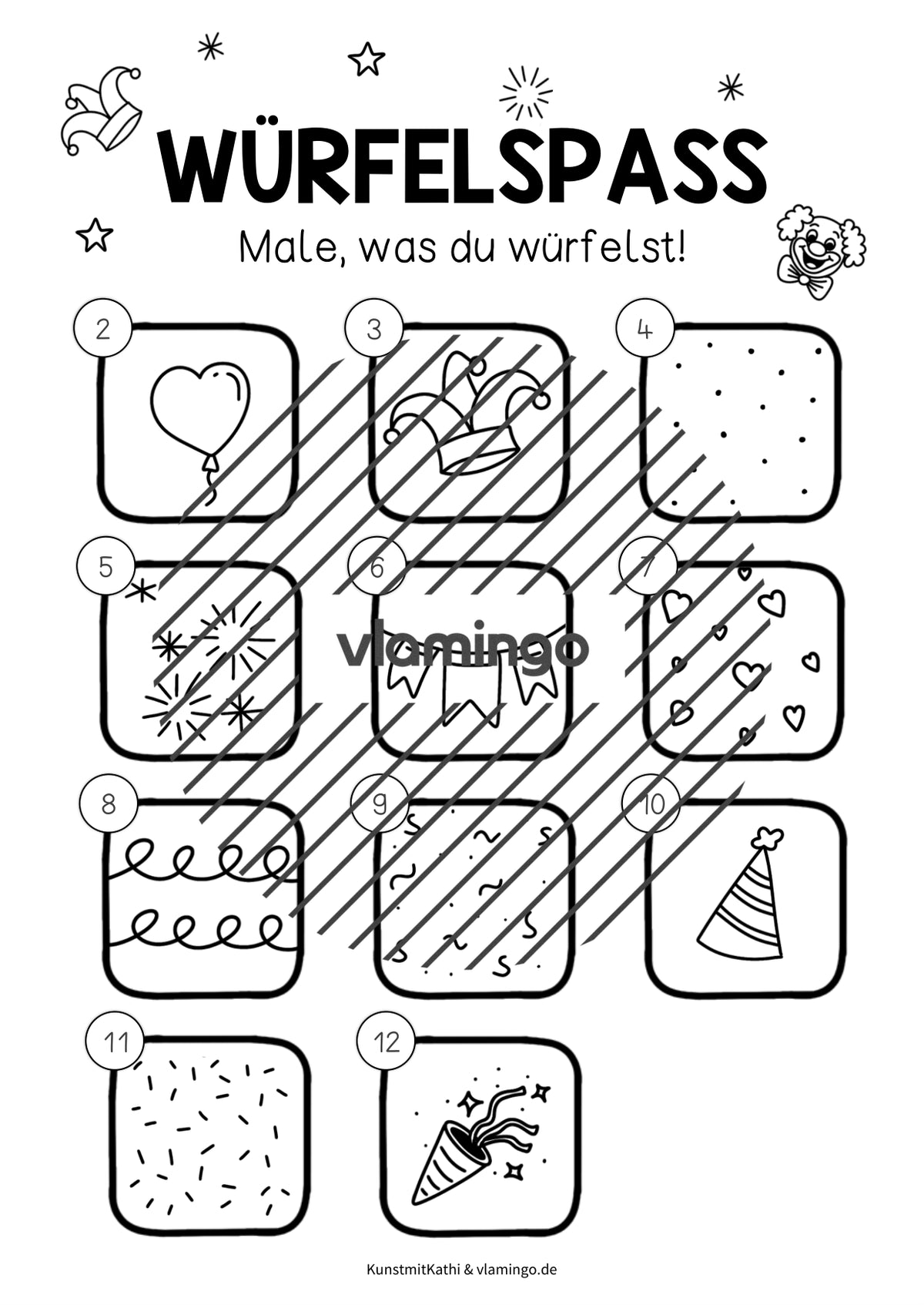 Würfelspaß: Karneval-Edition für den Kunstunterricht (Fasching / Fastnacht)
