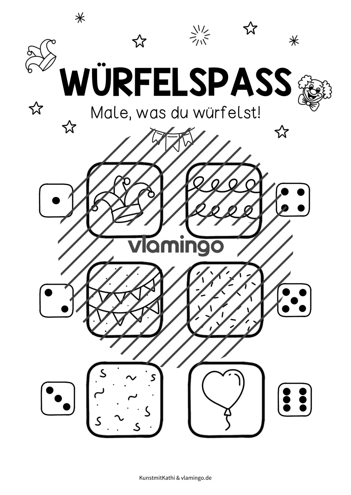Würfelspaß: Karneval-Edition für den Kunstunterricht (Fasching / Fastnacht)