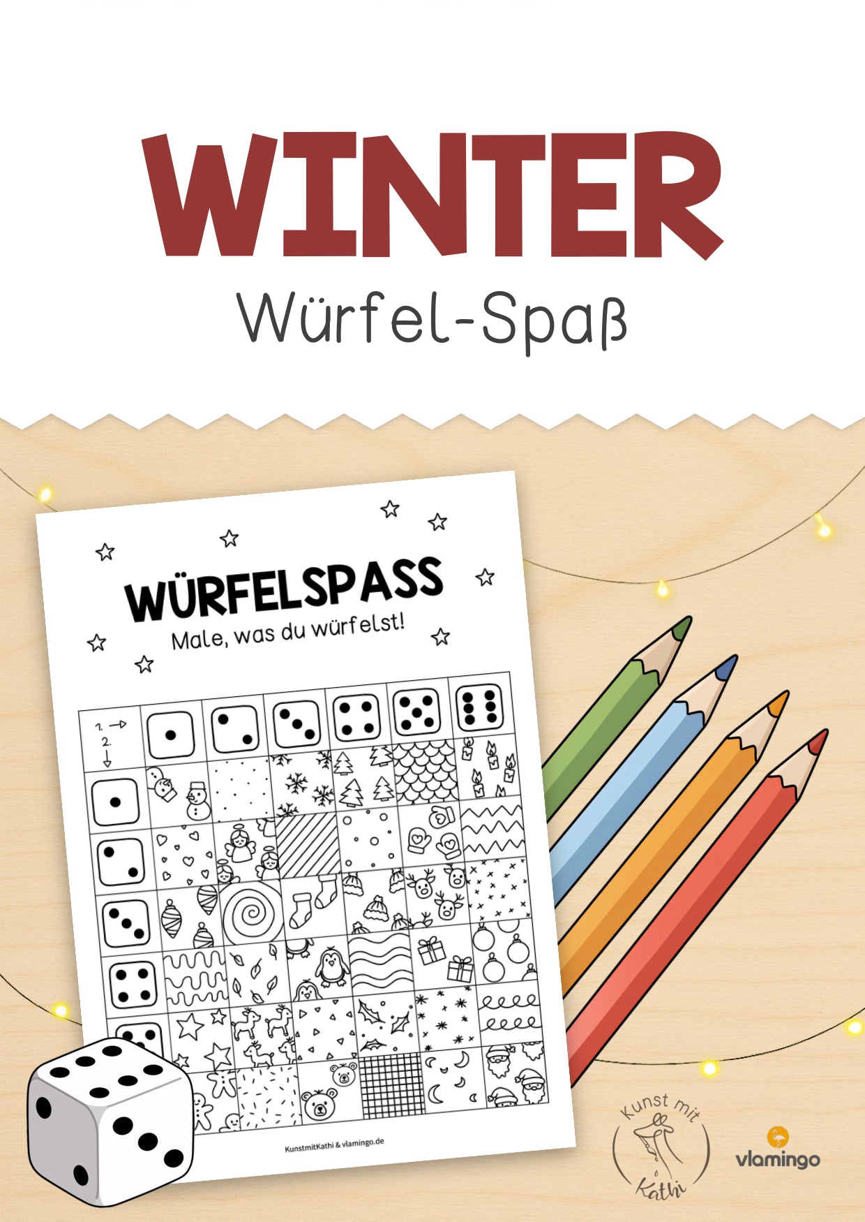Würfelspaß: Winteredition für den Kunstunterricht