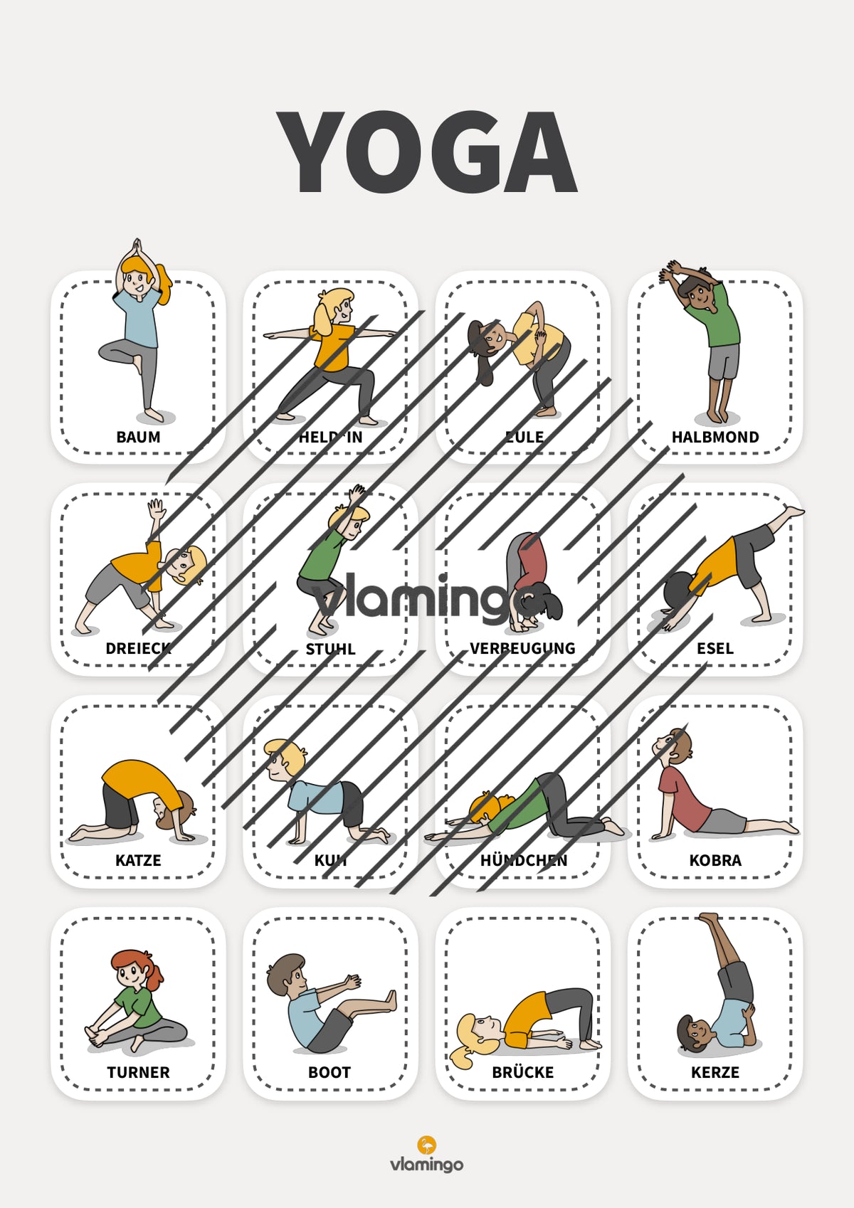 Yoga-Poster für zuhause, Kindergarten & Schule (Kinderyoga)