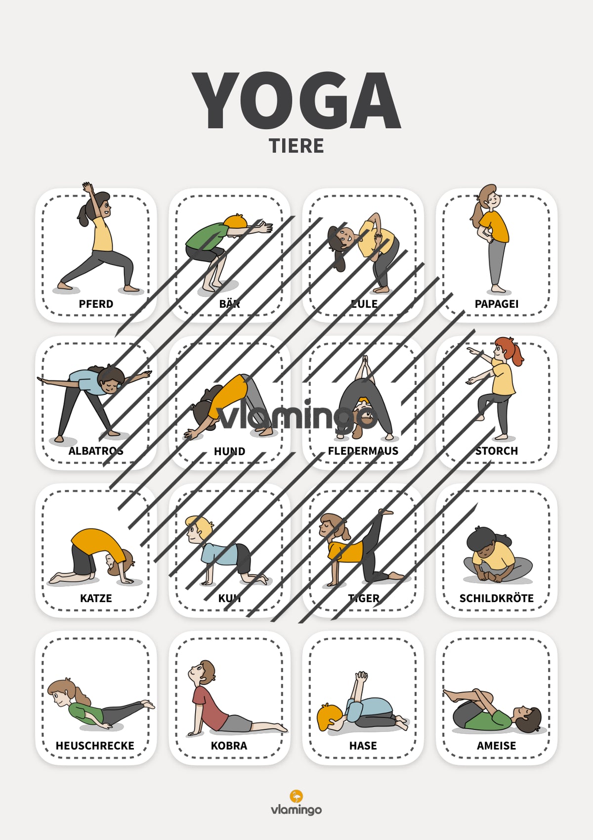 Yoga-Poster für zuhause, Kindergarten & Schule (Kinderyoga)