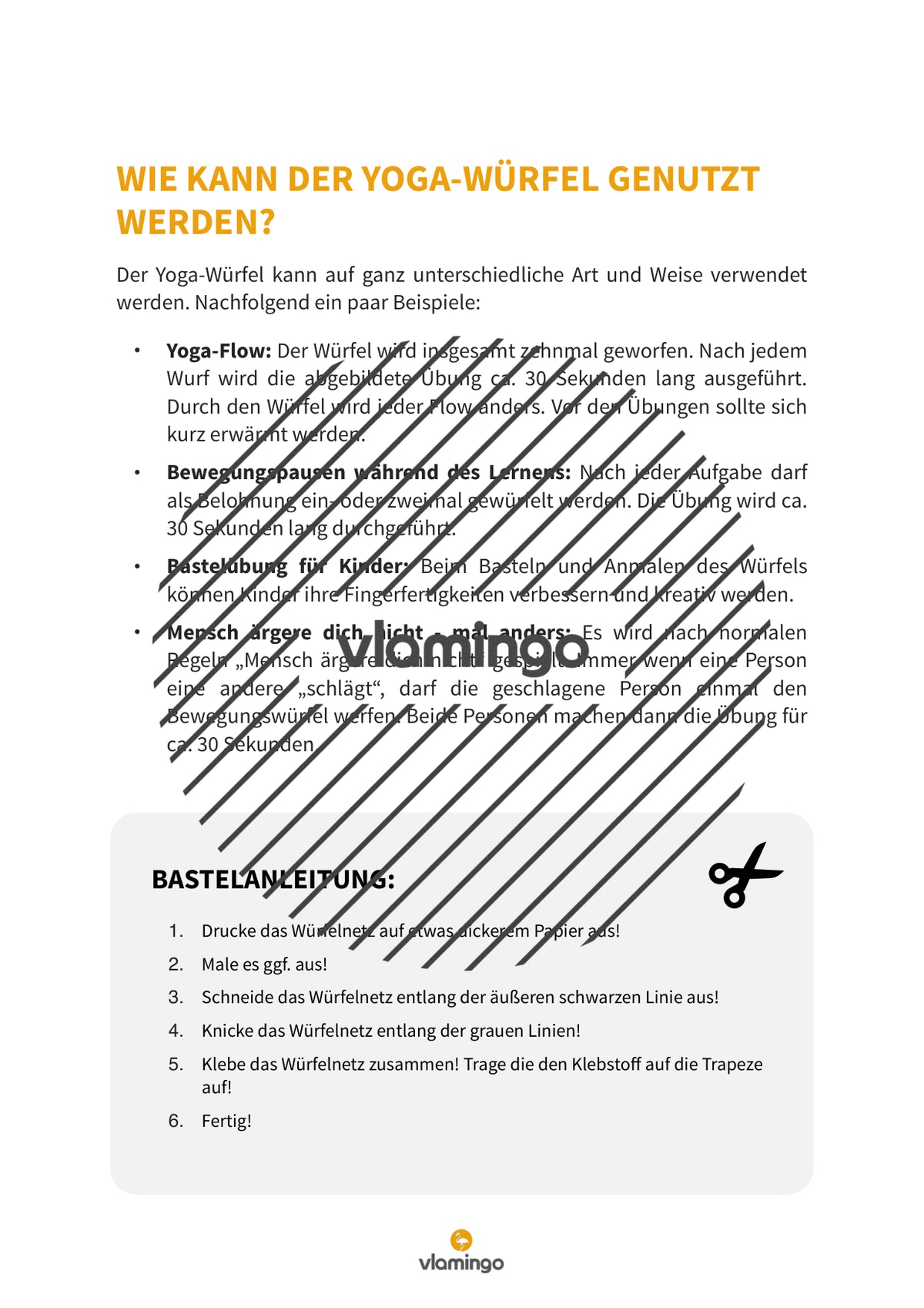 Yoga-Würfel für zuhause, Kindergarten und Schule