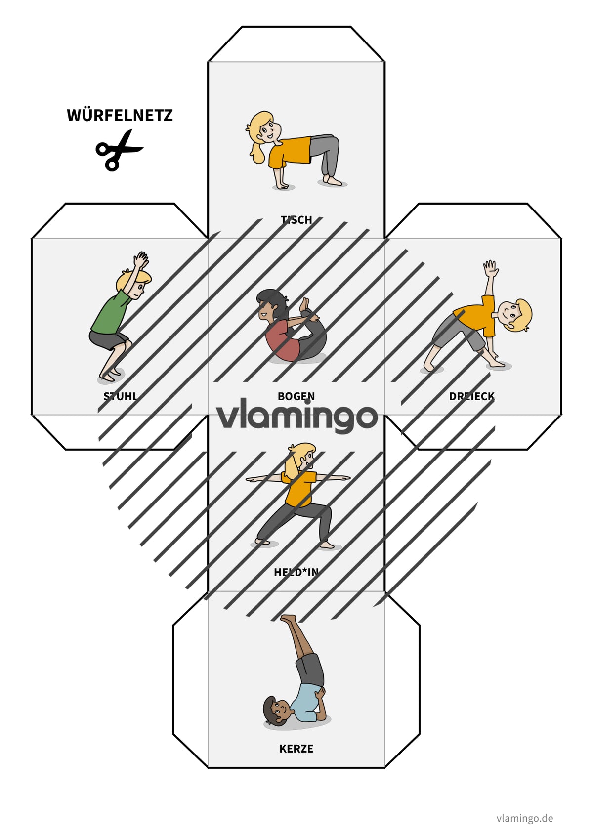 Yoga-Würfel für zuhause, Kindergarten und Schule